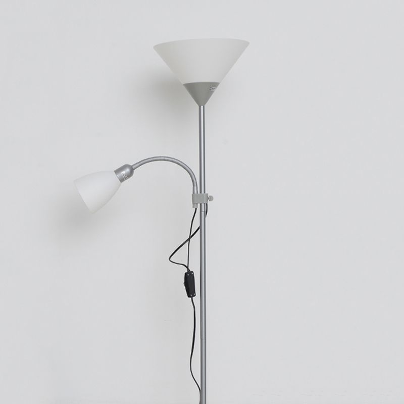 Eryn Modern Double Head Metal Acrylic Floor Lamp, Silver - Neutralighting