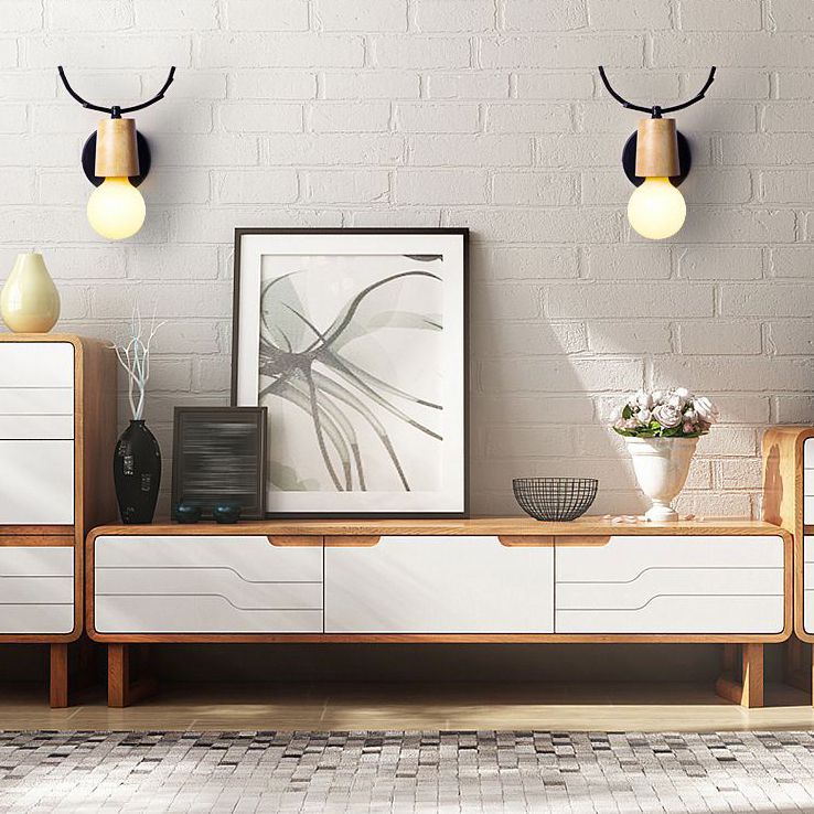 Muto Modern Antler Wood/Glass Wall Lamp, Bedroom/Bathroom - Neutralighting