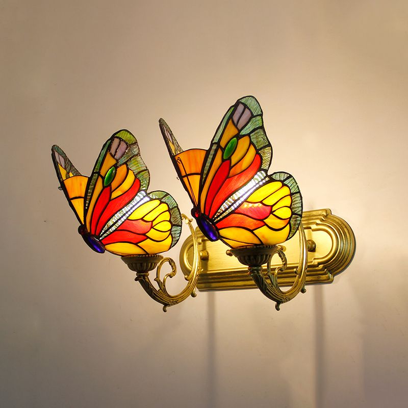 Arisha Artistic Butterfly Metal/Glass Lamps Wall, Red/Blue/Multi-Color/Light Blue - Neutralighting