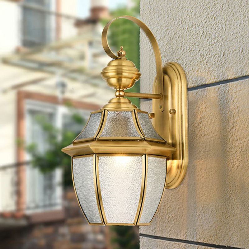 Ray Vintage Lantern Metal Outdoor Wall Lamp, Gold - Neutralighting