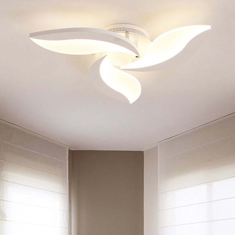 Arisha Minimalist Art Deco Flower Flush Mount Ceiling Light, White, Living Room - Neutralighting