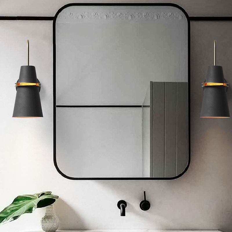 Valentina Modern Cone Metal Wall Lamp, Black/White/Blue - Neutralighting