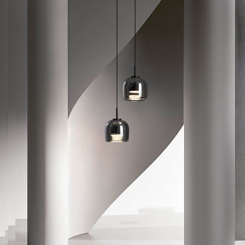 June Minimalist Pendant Light Glass Smoke Gray - Neutralighting