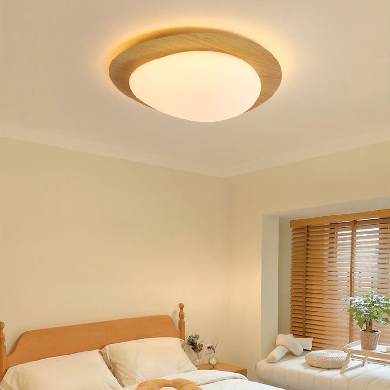 Arisha Flush Mount Ceiling Light Modern, Metal, Walnut/Natural - Neutralighting
