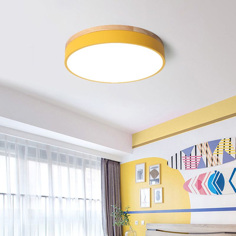 Aria Nordic LED Round Flush Mount Ceiling Light Wood Color - Neutralighting