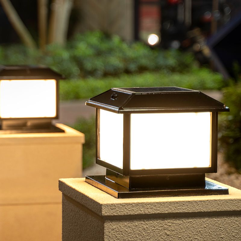 Ray Vintage Rectangle Metal Outdoor Solar Lamps, Black/Bronze - Neutralighting
