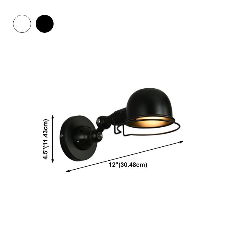 Epoch Wall Lamp Dome Modern, Metal Arm Adjustable, Black/White, Bedroom - Neutralighting