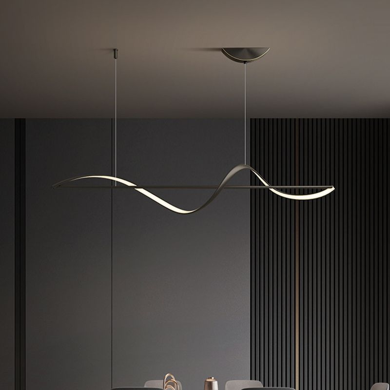 Zelin Pendant Light Wave Minimalist Designer, Metal, Brass/Black - Neutralighting