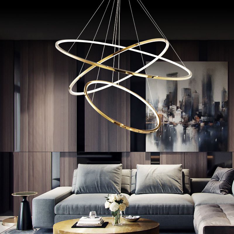 Arisha Minimalist Ring Metal Pendant Light, Gold, Living Room - Neutralighting