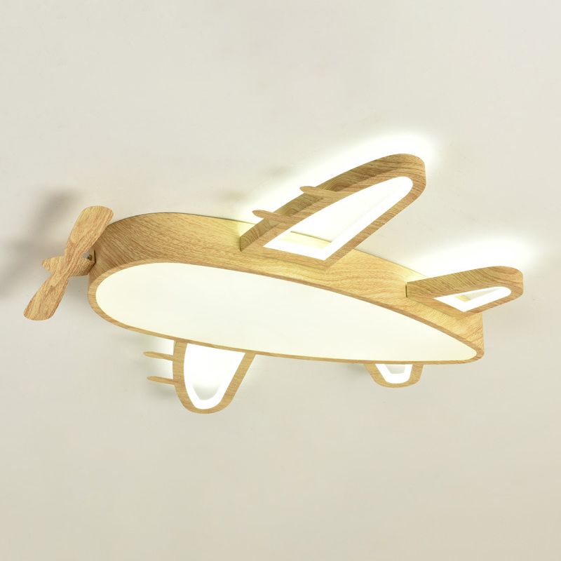 Arisha Modern Art Deco Airplane Flush Mount Ceiling Light, Wood/Dark Wood - Neutralighting