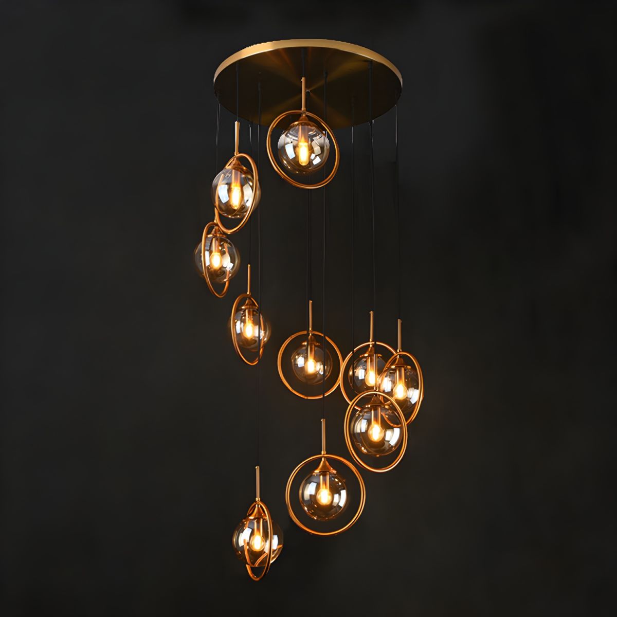 Valentina Modern Spiral Ball Glass Staircase Chandelier - Neutralighting