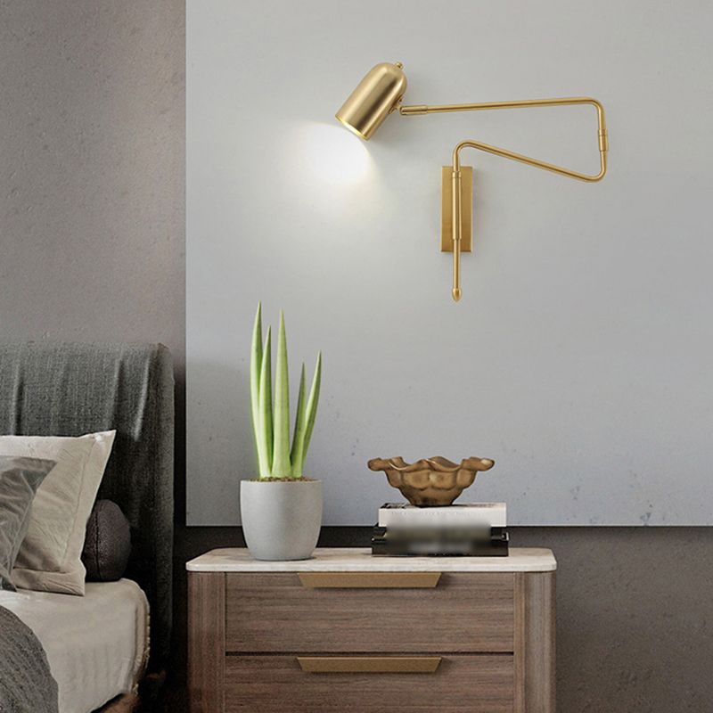 Aria Wall Lamp Modern, Metal Adjustable, Black/Gold, Study - Neutralighting