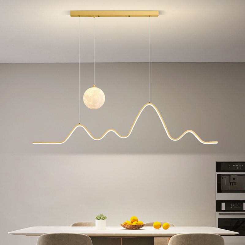 Arisha Minimalist Wavy Metal Pendant Light, Black/White/Gold - Neutralighting