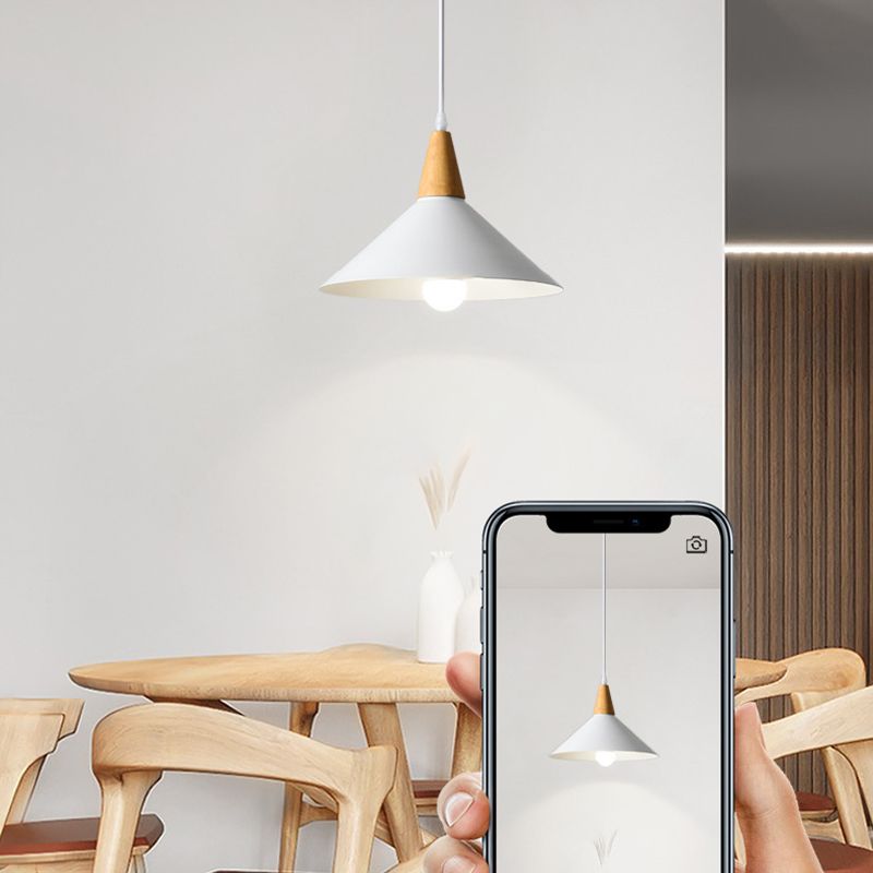 Valentina Minimalist Cap-shaped Metal Pendant Light, Natural Wood - Neutralighting