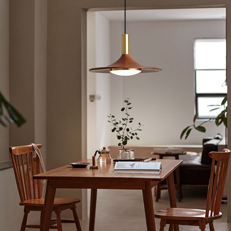 Arisha Rustic Cap-shaped Wooden Pendant Light, Natural Wood - Neutralighting
