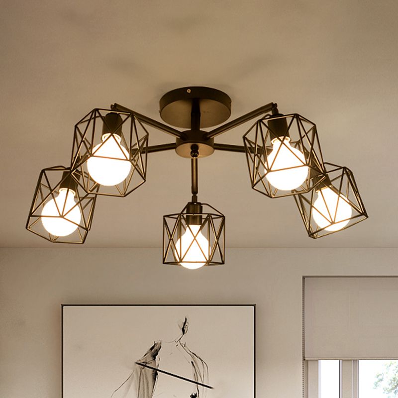 Arisha Black Semi-Flush Mount Ceiling Light - Neutralighting