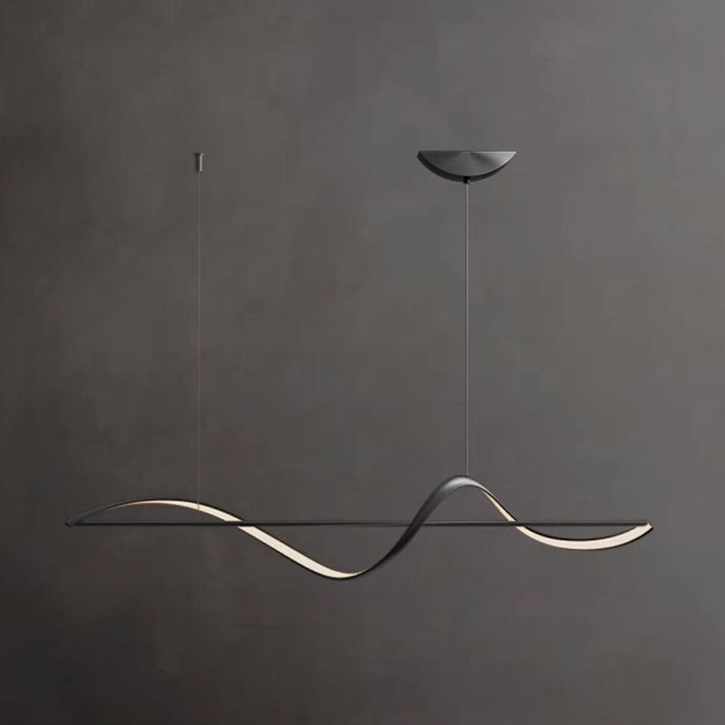 Zelin Pendant Light Wave Minimalist Designer, Metal, Brass/Black - Neutralighting