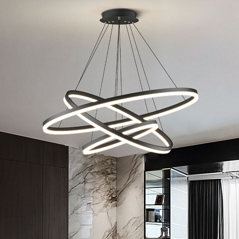 Arisha 3-Rings Black Black Modern Pendant Light - Neutralighting