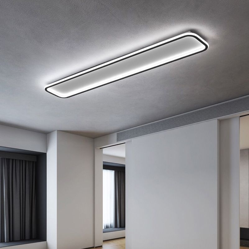 Arisha Minimalist Flush Mount Black Frame Rectangular Ceiling Light - Neutralighting