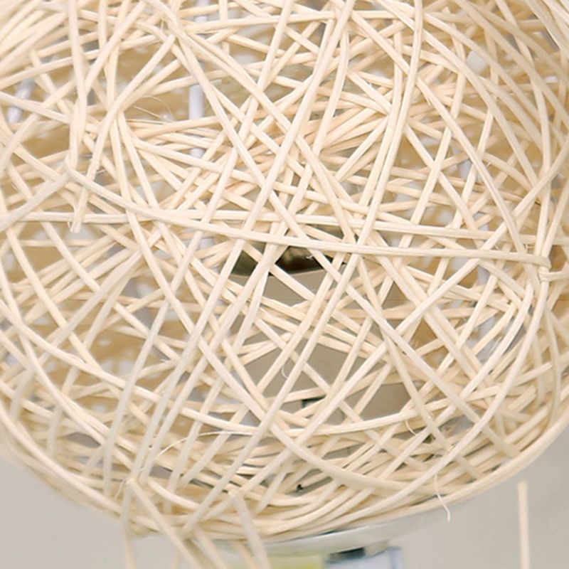 Ritta Retro Vase Wood Rattan Floor Lamp, White/Brown - Neutralighting