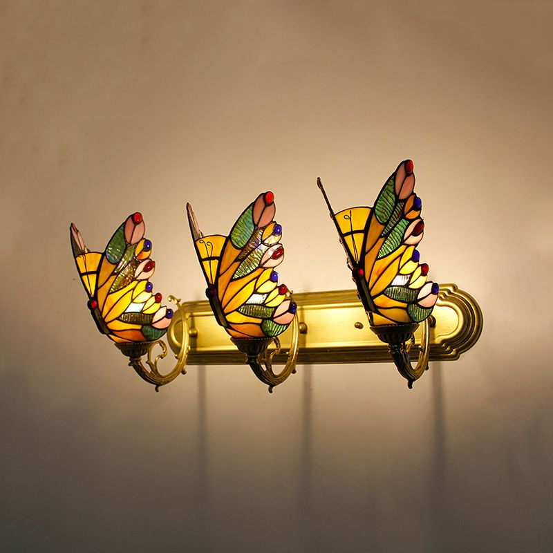 Arisha Artistic Butterfly Metal/Glass Lamps Wall, Red/Blue/Multi-Color/Light Blue - Neutralighting