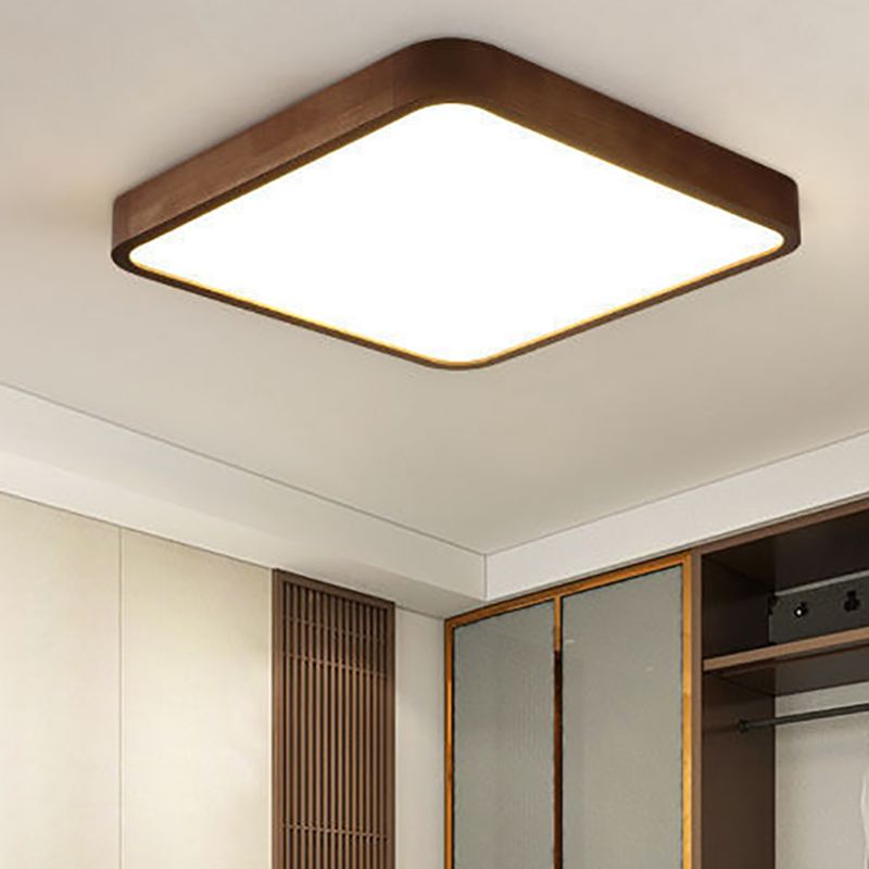 Muto Modern Geometric Walnut LED Flush Mount Ceiling Light - Neutralighting
