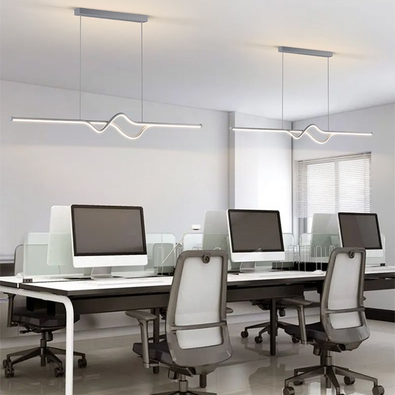 Arisha Modern Linear Metal Pendant Light, Black/White/Grey - Neutralighting