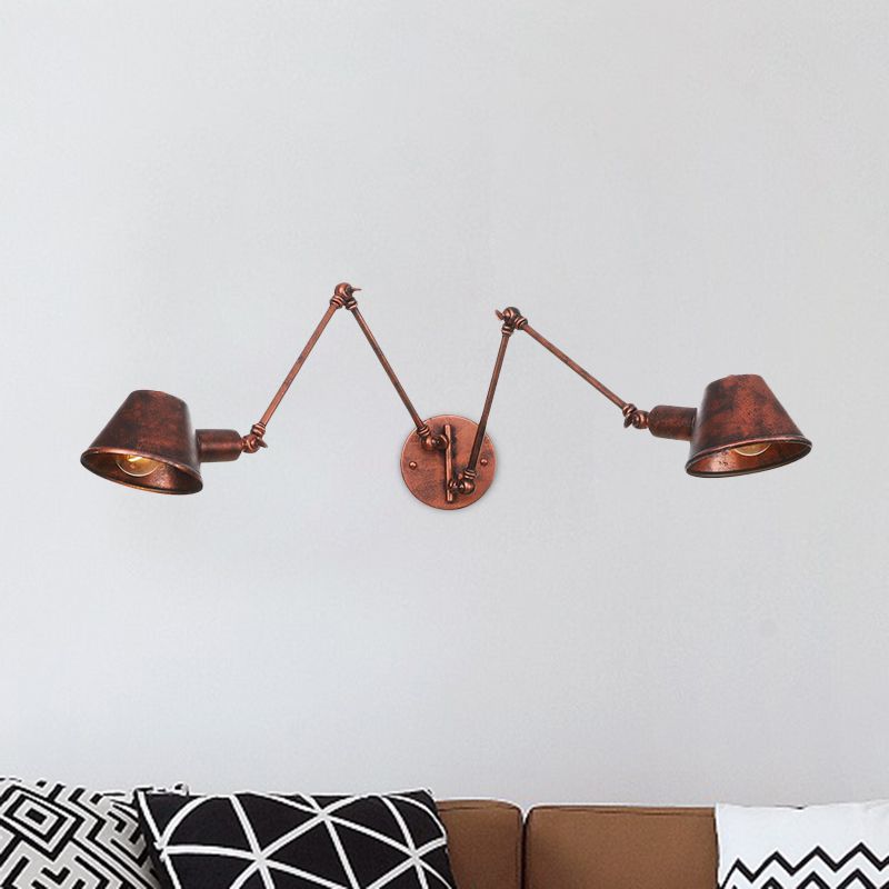 Epoch Vintage Adjustable Metal Wall Lamp, Black/Rust, Bedroom - Neutralighting
