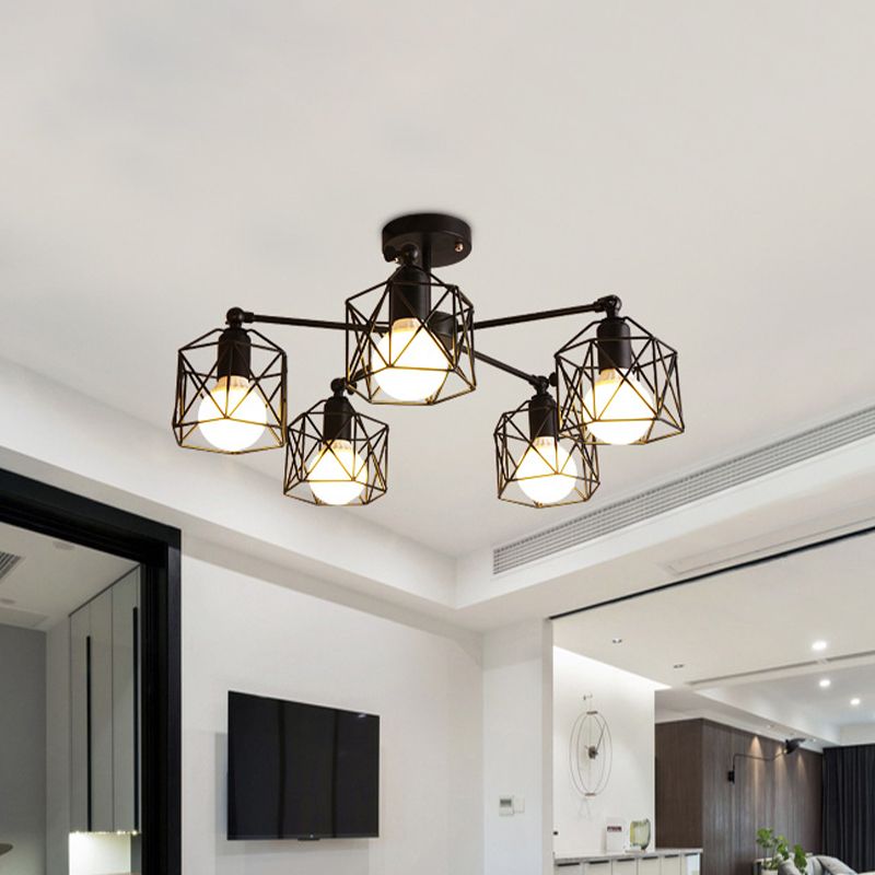 Arisha Black Semi-Flush Mount Ceiling Light - Neutralighting