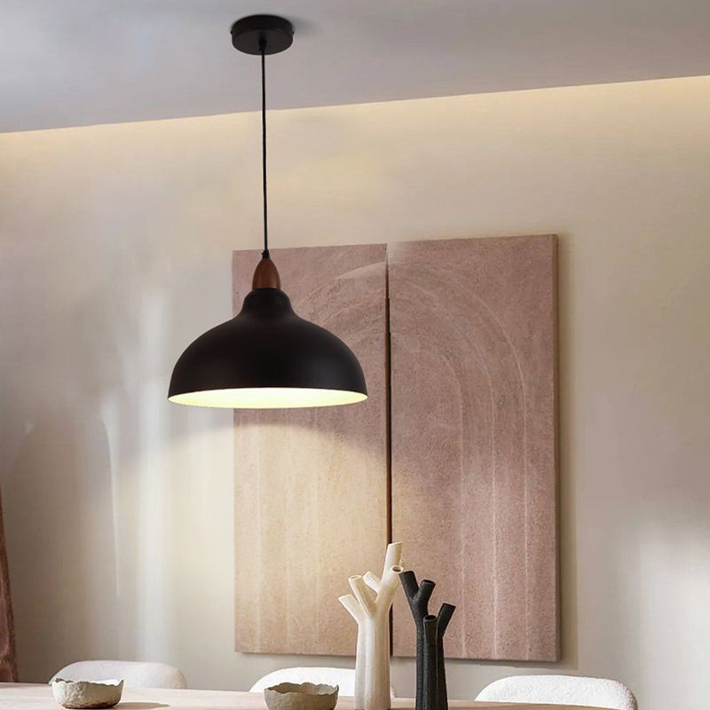 Valentina Modern Bowl-shaped Metal Pendant Light, Black/White - Neutralighting