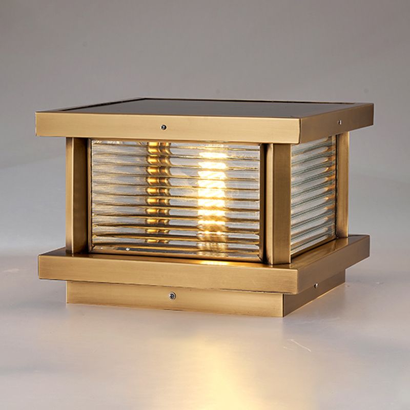 Ray Modern Rectangular Metal Outdoor Solar Lamp, Black/ Brass/Bronze - Neutralighting