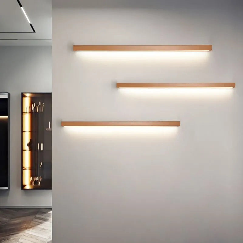Muto Linear Mirror Wooden Front Vanity Wall Lamp - Neutralighting