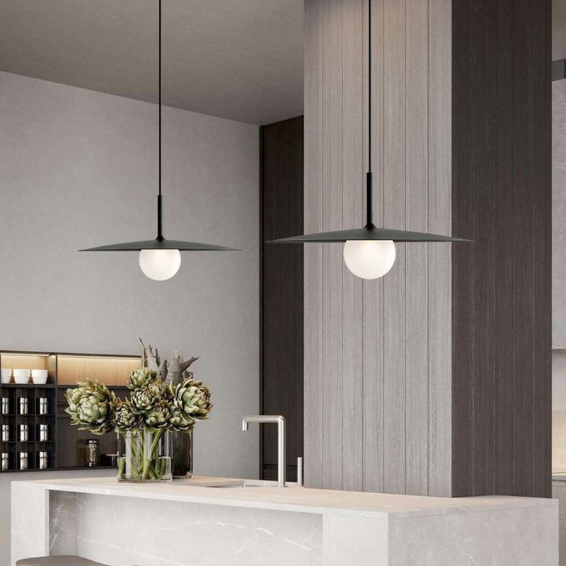 Arisha Modern Dish-shaped Metal Pendant Light, Black/White/Grey - Neutralighting