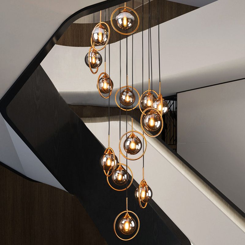 Valentina Modern Spiral Ball Glass Staircase Chandelier - Neutralighting