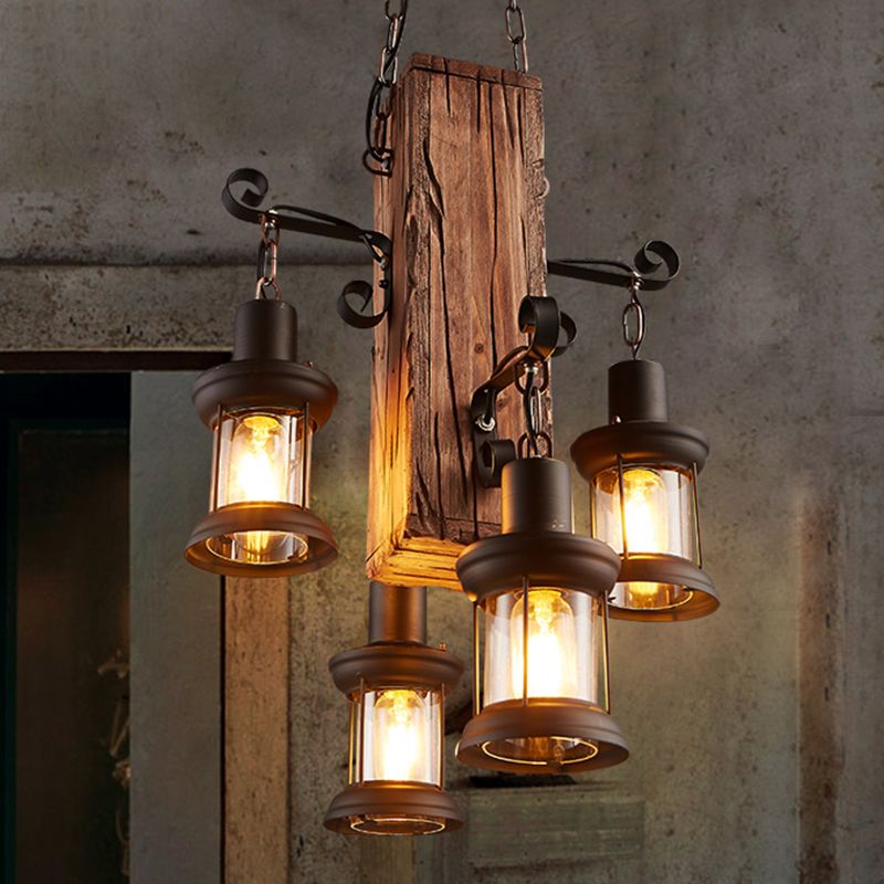 Austin Industrial Lantern Wood Pendant Light - Neutralighting