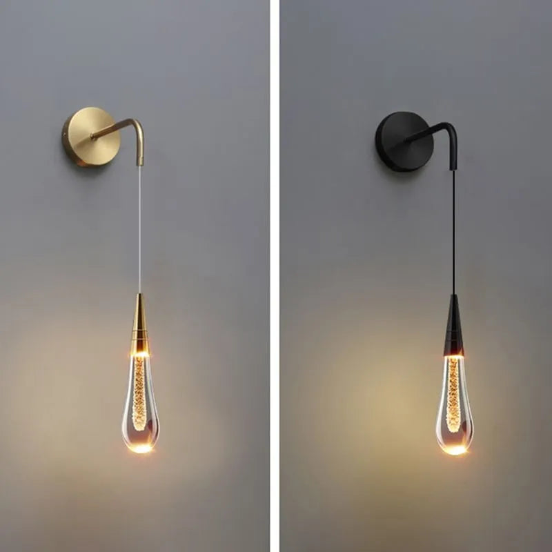 Kristy Modern Water Drop Wall Lamp, Black/Gold - Neutralighting