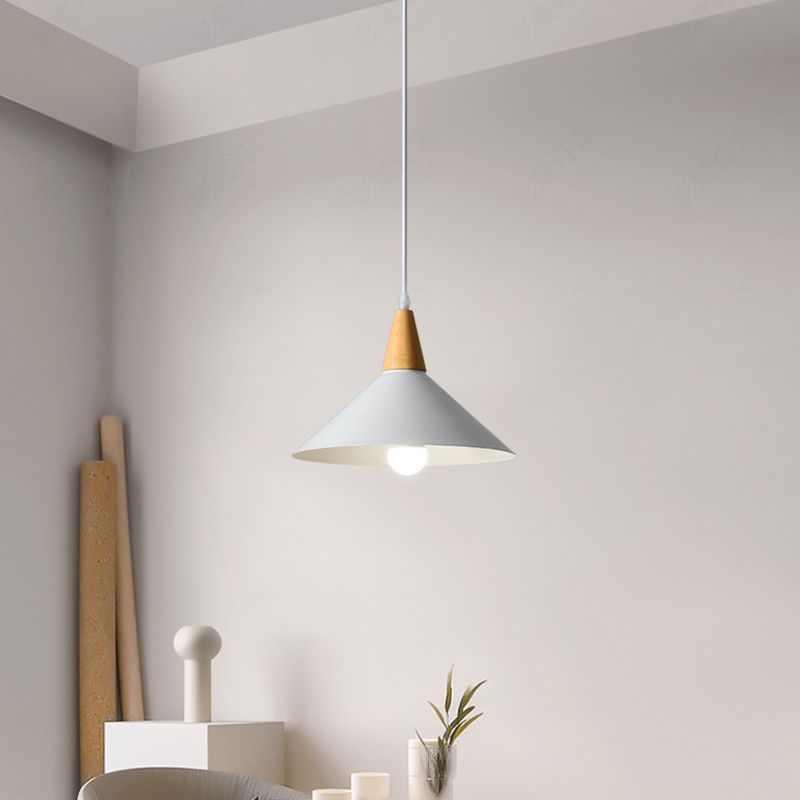 Valentina Minimalist Cap-shaped Metal Pendant Light, Natural Wood - Neutralighting
