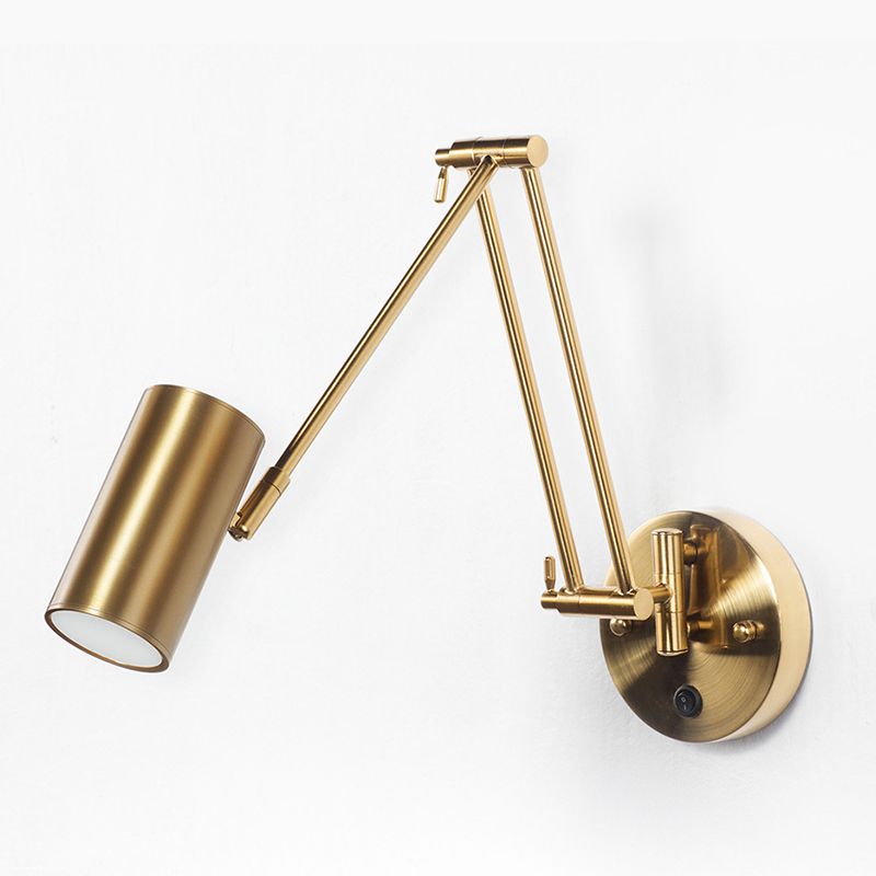Aria Wall Lamp Cylindrical Adjustable Lamp Pole Metal Brass, Bedroom - Neutralighting