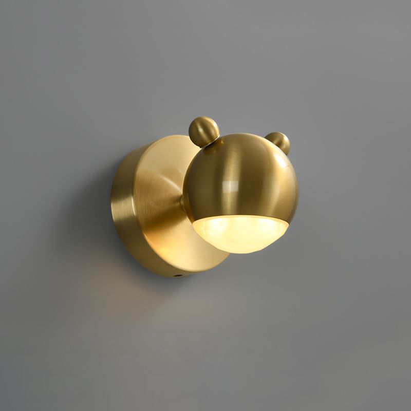Arisha Modern Animal Globe Metal Vanity Wall Light, Gold, Bedroom - Neutralighting