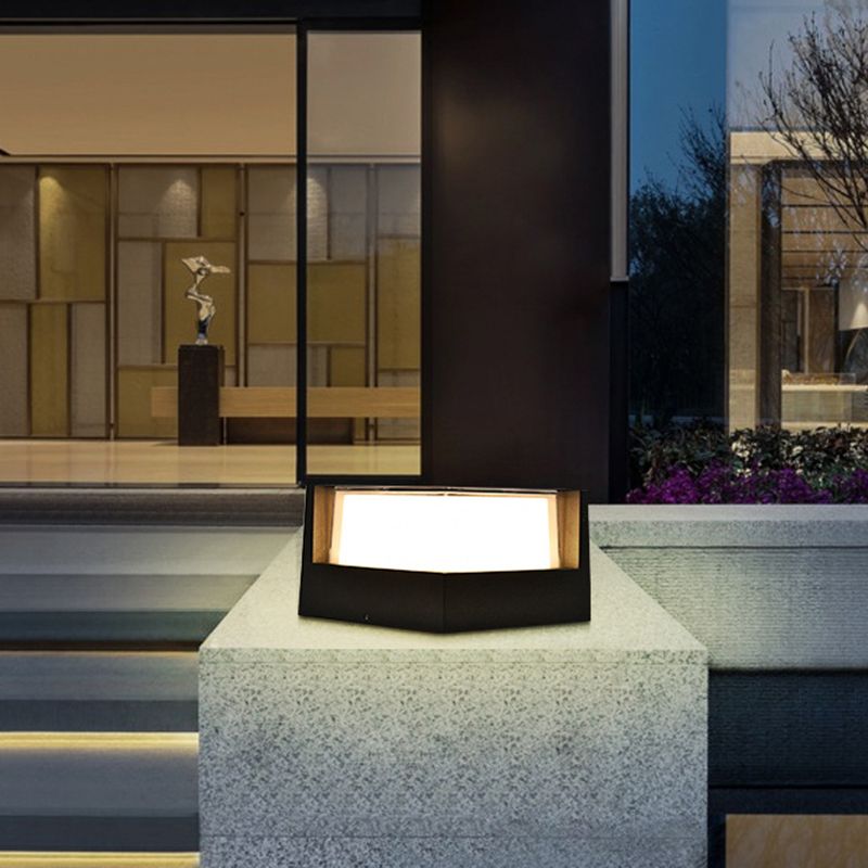 Ray Modern Cube/Cylinder Metal Lamp Outdoor, Black