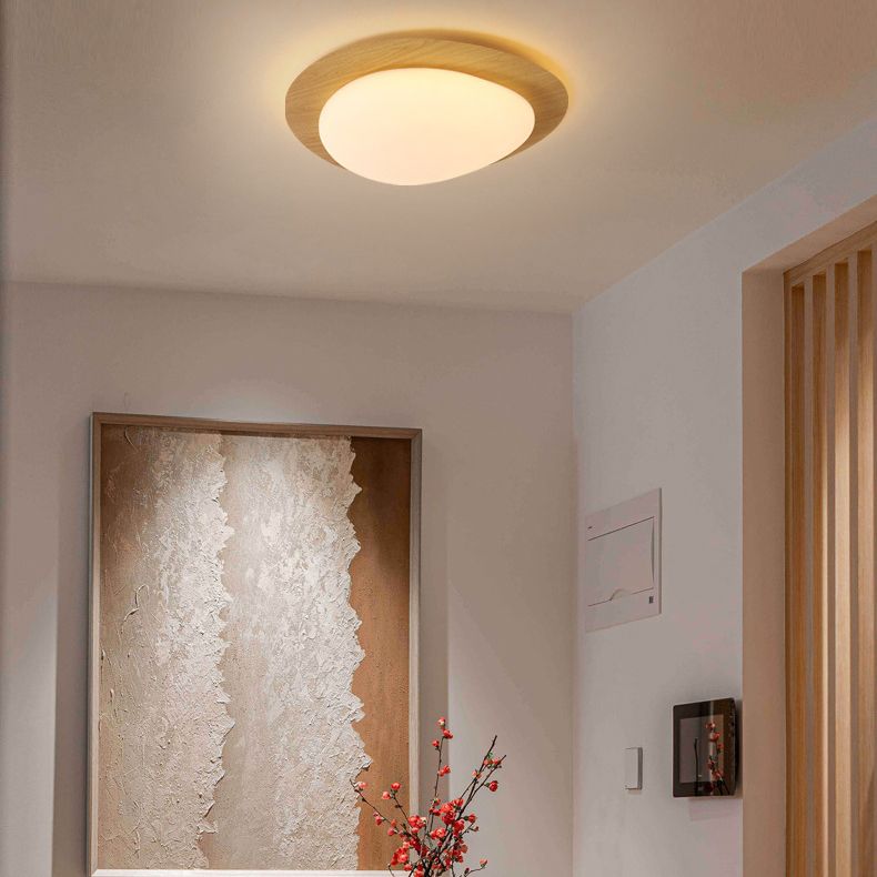 Arisha Flush Mount Ceiling Light Modern, Metal, Walnut/Natural - Neutralighting