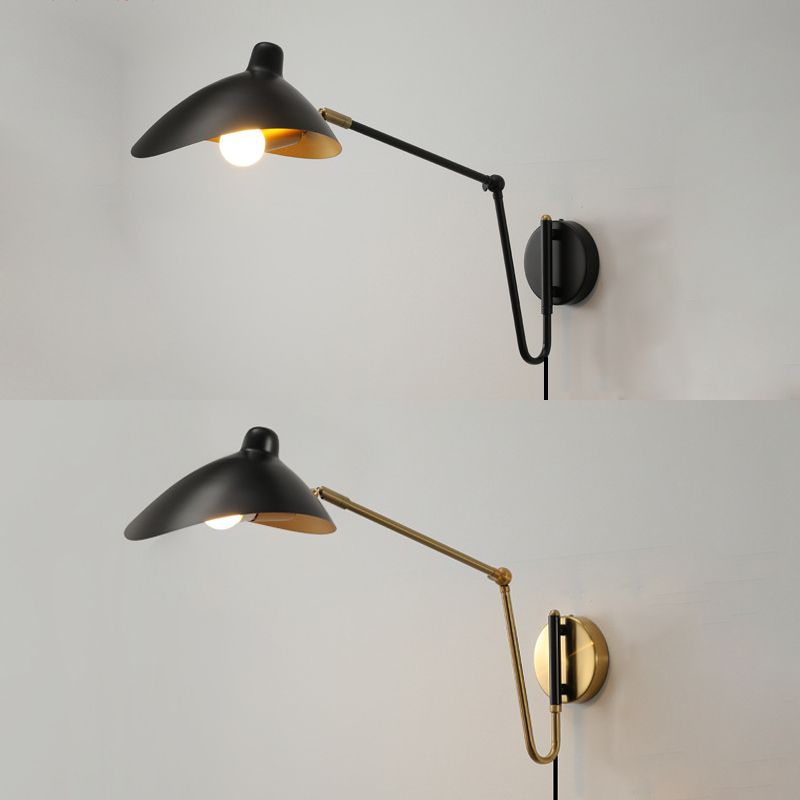 Epoch Industrial Swing Arm Vanity Wall Lamp, Black/Gold - Neutralighting