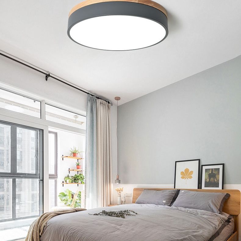 Aria Nordic LED Round Flush Mount Ceiling Light Wood Color - Neutralighting