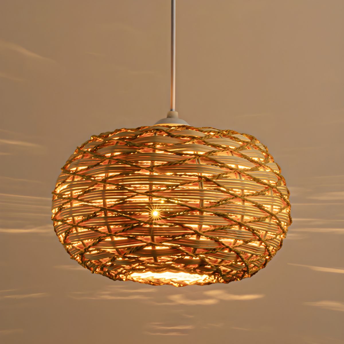 Ritta Boho Retro LED Pendant Light Wood Rattan Bedroom/Restaurant - Neutralighting