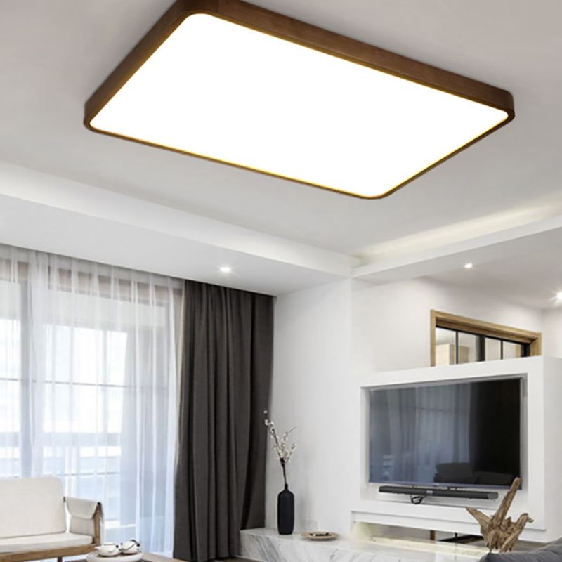Muto Modern Geometric Walnut LED Flush Mount Ceiling Light - Neutralighting