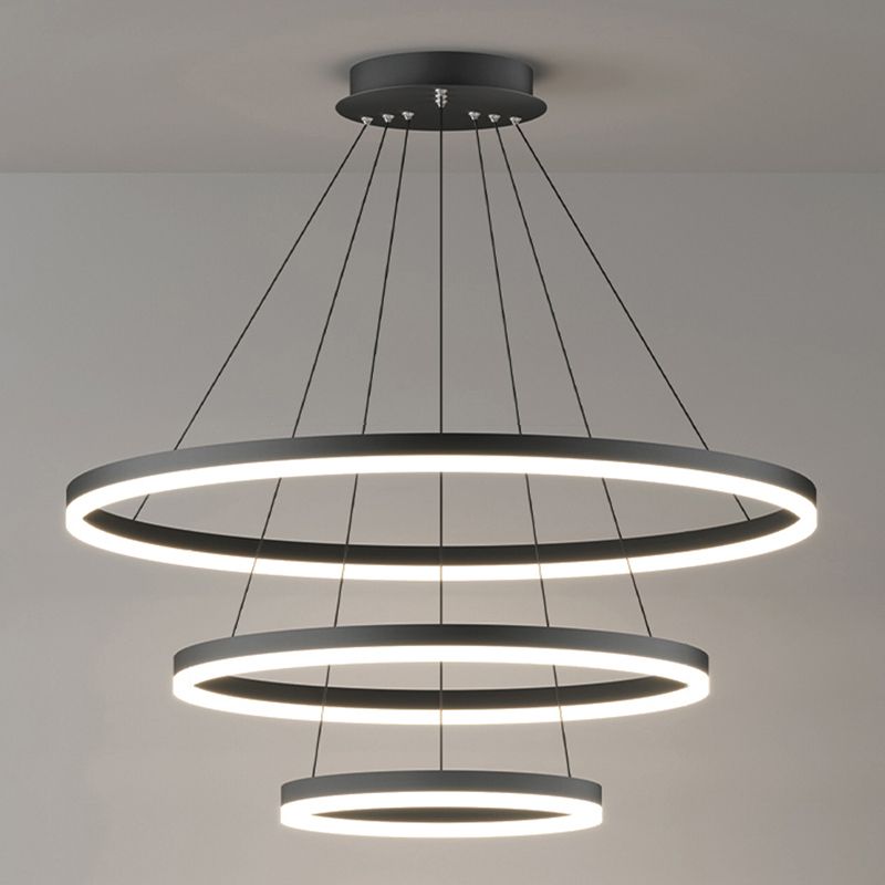 Arisha 3-Rings Black Black Modern Pendant Light - Neutralighting