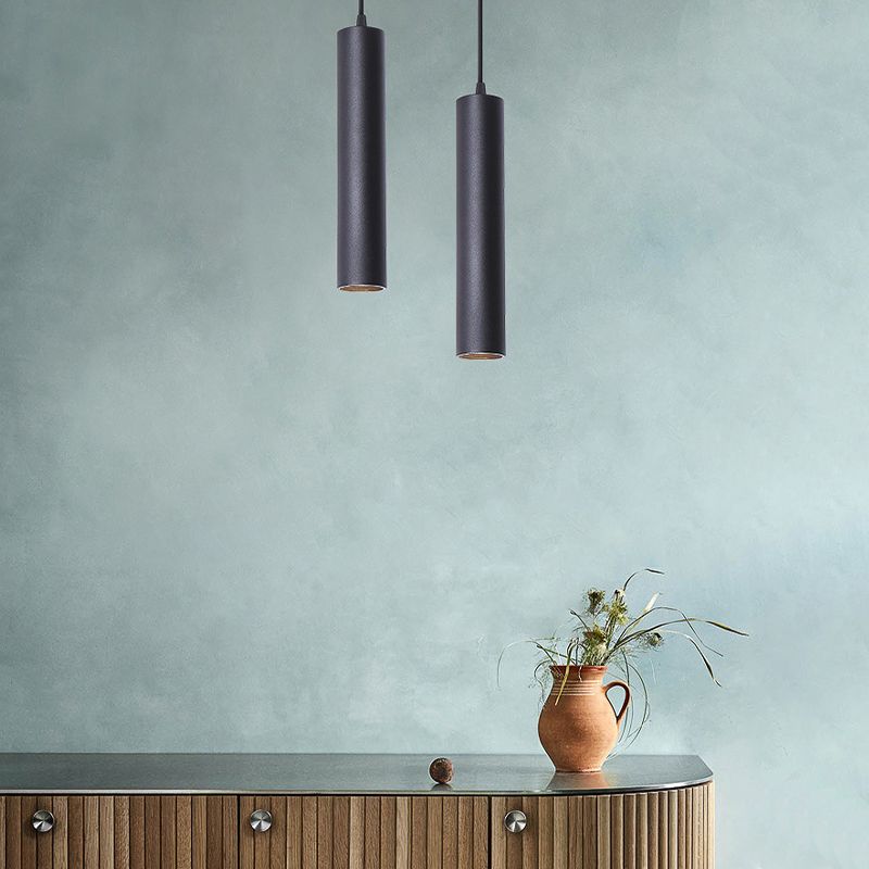 Yore Modern Cylinder Shape Linear Pendant Light Black Metal - Neutralighting