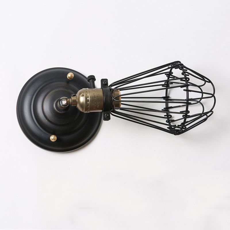Alessio Industrial Lantern Shaped Metal Wall Lamp, Black/Rust - Neutralighting