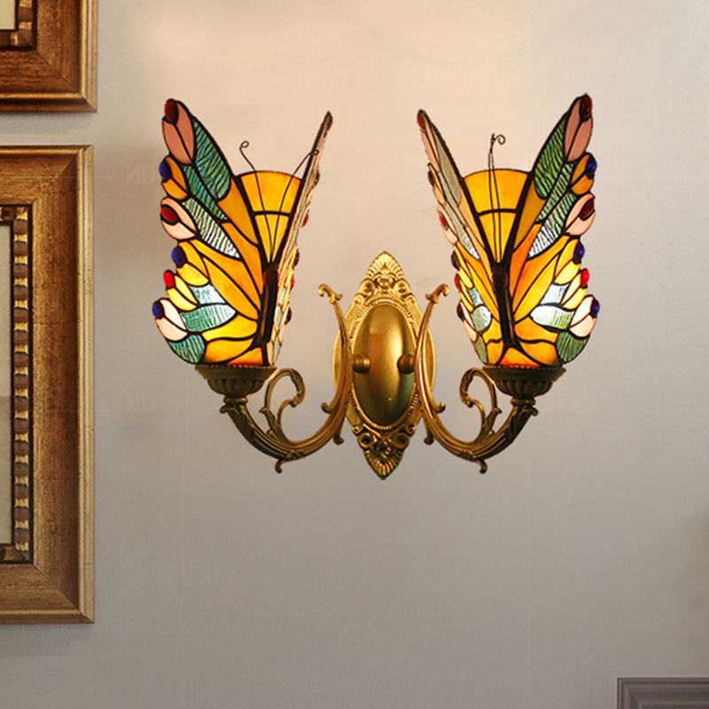 Arisha Artistic Butterfly Metal/Glass Lamps Wall, Red/Blue/Multi-Color/Light Blue - Neutralighting