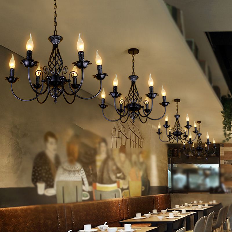 Silva Pendant Light Candle Retro, Metal/Glass, Black/White, Restaurant - Neutralighting
